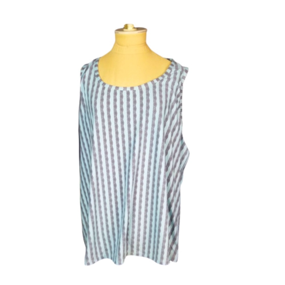 Harve Benard Sleeveless Striped Tank Top in Light Blue and Gray